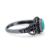 Petite Dainty Oval Solitaire Promise Ring Band Oxidized Braided 925 Sterling Silver