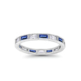 Art Deco Baguette Full Eternity Wedding Band Ring Simulated CZ 925 Sterling Silver