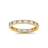 Art Deco Baguette Full Eternity Wedding Band Ring Simulated CZ 925 Sterling Silver