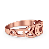 Celtic Moon Plain Ring Band Round 925 Sterling Silver