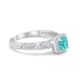 Halo Art Deco Wedding Ring Simulated Cubic Zirconia 925 Sterling Silver