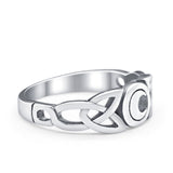Celtic Moon Plain Ring Band Round 925 Sterling Silver