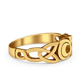 Celtic Moon Plain Ring Band Round 925 Sterling Silver
