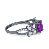 Art Deco Wedding Engagement Bridal Ring Pear Round Simulated Cubic Zirconia 925 Sterling Silver