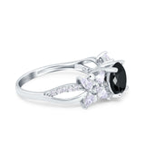 Art Deco Wedding Engagement Bridal Ring Pear Round Simulated Cubic Zirconia 925 Sterling Silver