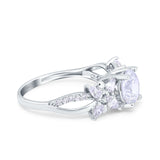 Art Deco Wedding Engagement Bridal Ring Pear Round Simulated Cubic Zirconia 925 Sterling Silver