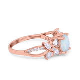 Art Deco Wedding Engagement Bridal Ring Pear Round Simulated Cubic Zirconia 925 Sterling Silver