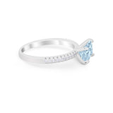 Vintage Wedding Ring Sideways Emerald Cut Round CZ 925 Sterling Silver