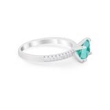 Vintage Wedding Ring Sideways Emerald Cut Round CZ 925 Sterling Silver