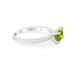 Vintage Wedding Ring Sideways Emerald Cut Round CZ 925 Sterling Silver