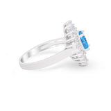 Vintage Oval Wedding Bridal Ring Round Simulated Cubic Zirconia 925 Sterling Silver