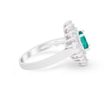 Vintage Oval Wedding Bridal Ring Round Simulated Cubic Zirconia 925 Sterling Silver
