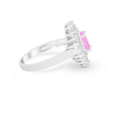 Vintage Oval Wedding Bridal Ring Round Simulated Cubic Zirconia 925 Sterling Silver