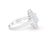 Vintage Oval Wedding Bridal Ring Round Simulated Cubic Zirconia 925 Sterling Silver
