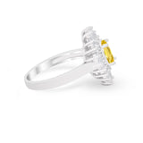 Vintage Oval Wedding Bridal Ring Round Simulated Cubic Zirconia 925 Sterling Silver