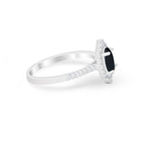 Oval Wedding Ring Vintage Round Simulated Cubic Zirconia 925 Sterling Silver