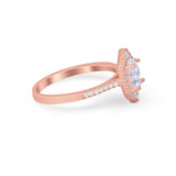 Oval Wedding Ring Vintage Round Simulated Cubic Zirconia 925 Sterling Silver