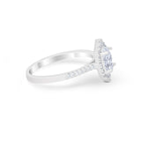 Oval Wedding Ring Vintage Round Simulated Cubic Zirconia 925 Sterling Silver