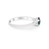Three Stone Wedding Engagement Ring Emerald Cut Round CZ 925 Sterling Silver
