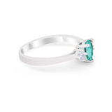 Three Stone Wedding Ring Pear Round Simulated Cubic Zirconia 925 Sterling Silver
