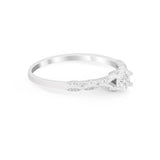 Petite Dainty Art Deco Wedding Engagement Ring Round CZ 925 Sterling Silver