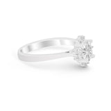 Halo Floral Art Deco Wedding Engagement Ring Round CZ 925 Sterling Silver