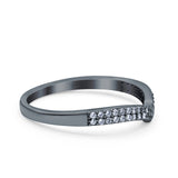 Half Eternity Ring Wedding Engagement Band Round Pave Simulated CZ 925 Sterling Silver (5mm)