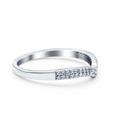 Half Eternity Ring Wedding Engagement Band Round Pave Simulated CZ 925 Sterling Silver (5mm)