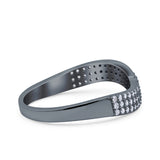 Half Eternity Ring Wedding Engagement Band Pave Simulated Cubic Zirconia 925 Sterling Silver (7mm)