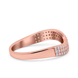 Half Eternity Ring Wedding Engagement Band Pave Simulated Cubic Zirconia 925 Sterling Silver (7mm)