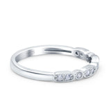 Half Eternity Ring Wedding Engagement Band Round Pave Simulated CZ 925 Sterling Silver (2.5mm)