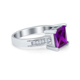 Cushion Cut Wedding Ring Simulated Cubic Zirconia Accent 925 Sterling Silver