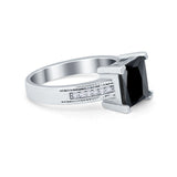Cushion Cut Wedding Ring Simulated Cubic Zirconia Accent 925 Sterling Silver