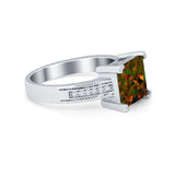 Cushion Cut Wedding Ring Simulated Cubic Zirconia Accent 925 Sterling Silver