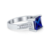 Cushion Cut Wedding Ring Simulated Cubic Zirconia Accent 925 Sterling Silver