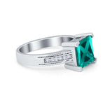 Cushion Cut Wedding Ring Simulated Cubic Zirconia Accent 925 Sterling Silver