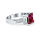 Cushion Cut Wedding Ring Simulated Cubic Zirconia Accent 925 Sterling Silver