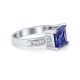 Cushion Cut Wedding Ring Simulated Cubic Zirconia Accent 925 Sterling Silver