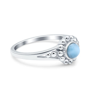 Petite Dainty Simulated Larimar Cubic Zirconia Braided Cable Solitaire Band Ring 925 Sterling Silver