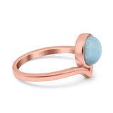 Chevron Midi Thumb Ring Solitaire Band Ring Simulated Larimar CZ 925 Sterling Silver