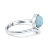 Chevron Midi Thumb Ring Solitaire Band Ring Simulated Larimar CZ 925 Sterling Silver