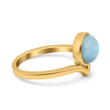 Chevron Midi Thumb Ring Solitaire Band Ring Simulated Larimar CZ 925 Sterling Silver