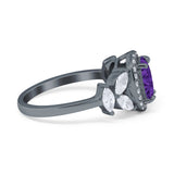 Oval Art Deco Engagement Ring Simulated Cubic Zirconia 925 Sterling Silver