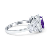 Oval Art Deco Engagement Ring Simulated Cubic Zirconia 925 Sterling Silver