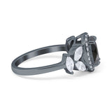 Oval Art Deco Engagement Ring Simulated Cubic Zirconia 925 Sterling Silver