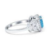Oval Art Deco Engagement Ring Simulated Cubic Zirconia 925 Sterling Silver