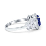 Oval Art Deco Engagement Ring Simulated Cubic Zirconia 925 Sterling Silver