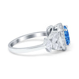 Oval Art Deco Engagement Ring Simulated Cubic Zirconia 925 Sterling Silver
