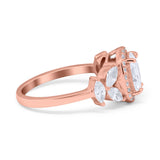 Oval Art Deco Engagement Ring Simulated Cubic Zirconia 925 Sterling Silver