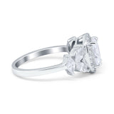 Oval Art Deco Engagement Ring Simulated Cubic Zirconia 925 Sterling Silver